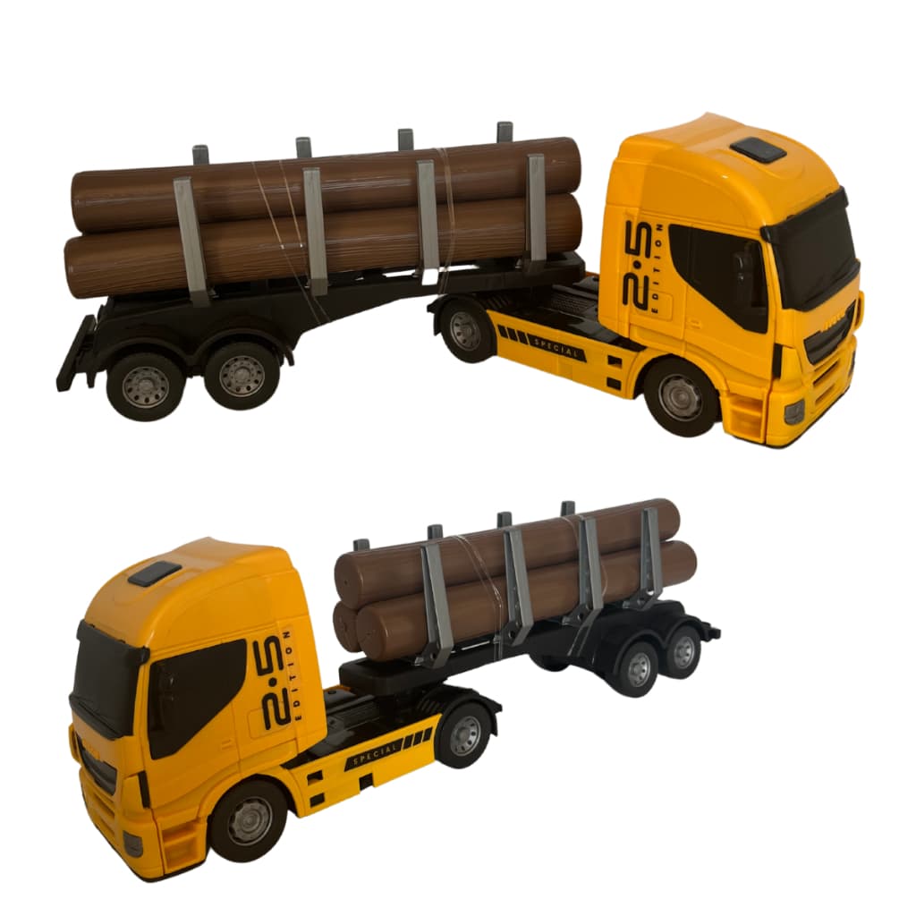 Brinquedo Caminhão Iveco Tora Carreta Com Carga Tronco de Madeira
