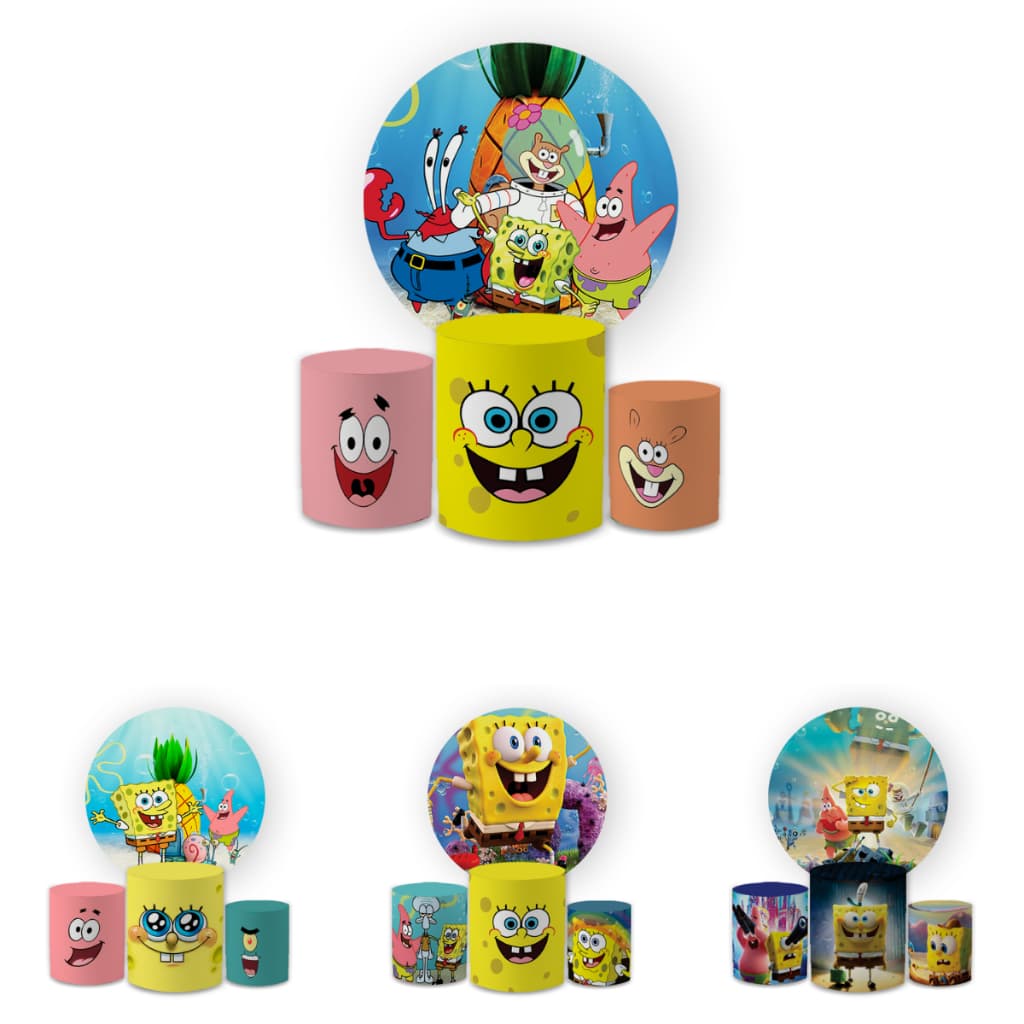 Kit Decorativo Painel Redondo C/ Elástico + Trio Capa Cilindro Veste Fácil B0b Espoj