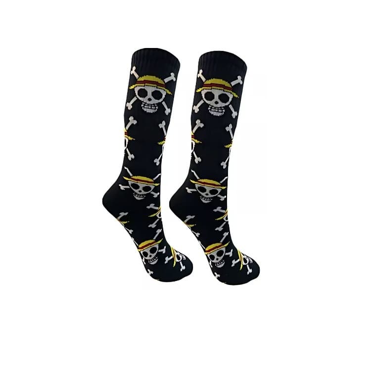 Meia Cano Alto  Anime One Piece Algodão Geek Academia Skate Envio Imediato