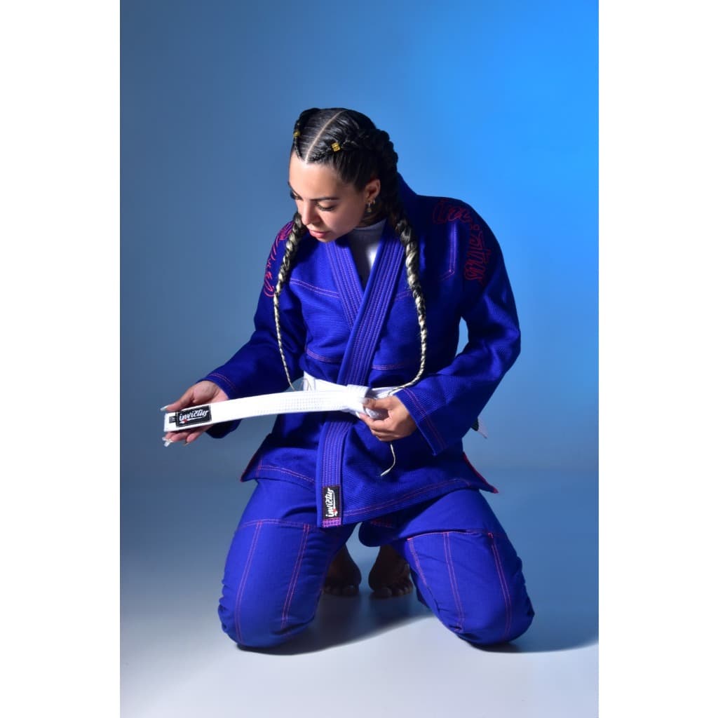 kimono Jiu Jitsu Feminino Kimono Trançado Azul Preto ou Branco Envio Já!