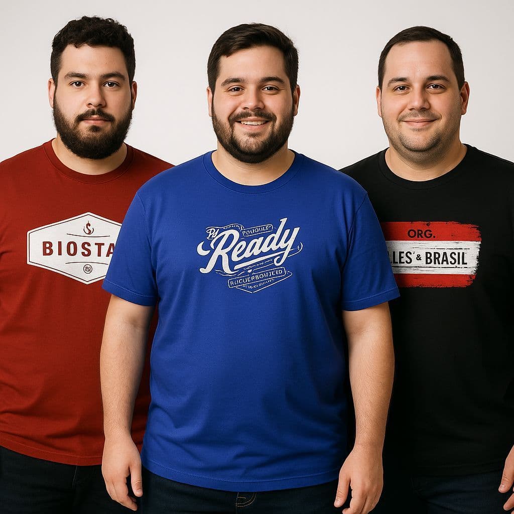 Kit 3 Camisetas SB SallesBrasil Plus Size Masculina Camisa Blusa 100% Algodão 30.1 G1 ao G6