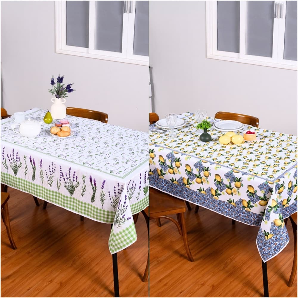 Toalha De Mesa Tecido Estampado Retangular Mesa Posta 100% Poliéster 4/6/8 Lugares 1 Peça