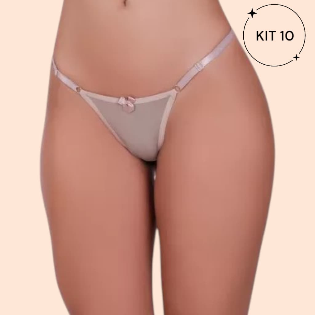 Kit10 Tanga Feminina Fio Dental Lateral em regulagem Feita Em Romantic Super Confortável