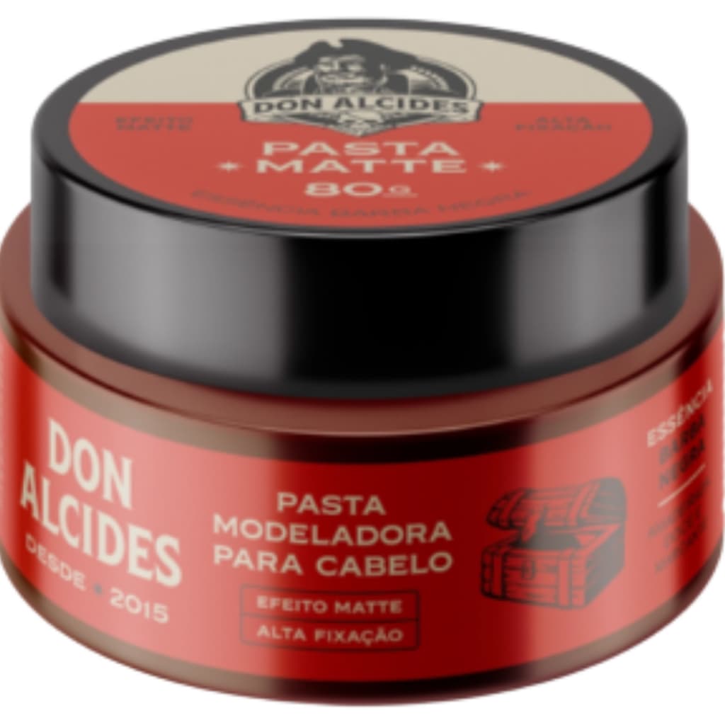 Pomada Modeladora Don Alcides Pasta Matte 80g Alta Fixação e Efeito Seco Masculino