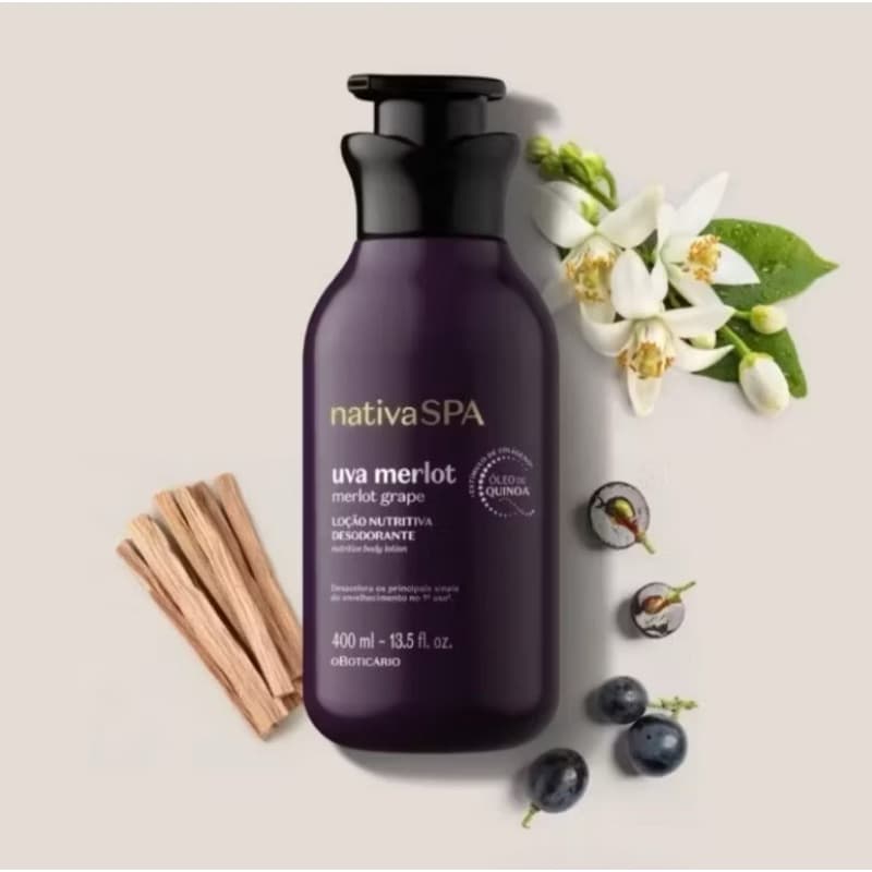 Nativa Spa Uva Merlot o Boticário Loção Nutritiva  desodorante 400ml