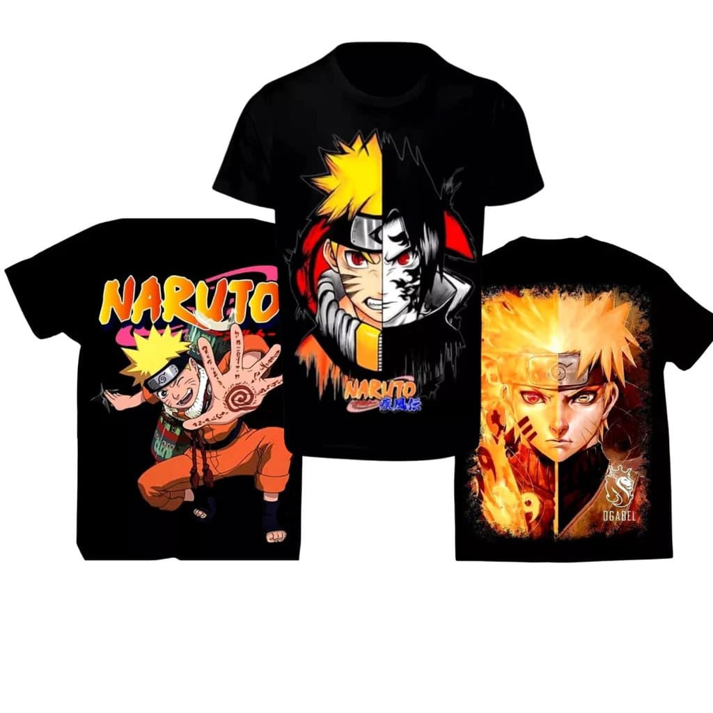 Kit 3 Camisetas NARUTO Infatil Desenho Anime Shippuden Camisa