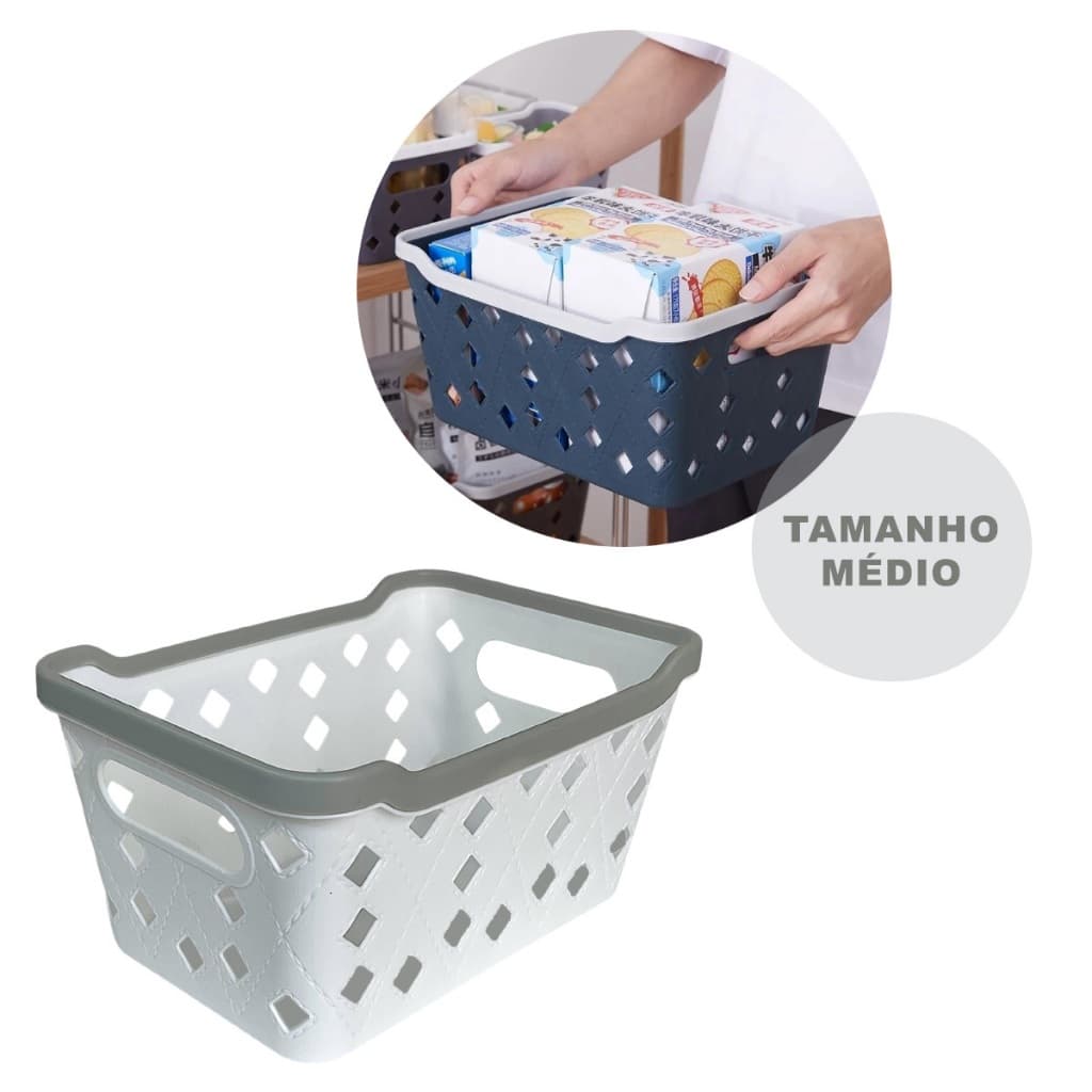 Cesto Organizador 4,5L com Alça Multiuso - Cesto Médio 21,5x15,5x11cm - 1 unidade