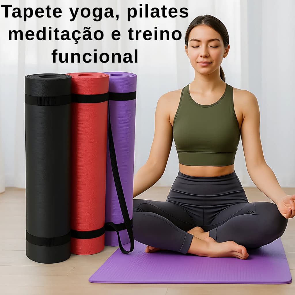 Tapete Tatame Retangular Esteira Colchonete Yoga Pilates Exercício Ginástica Academia Antiderrapante