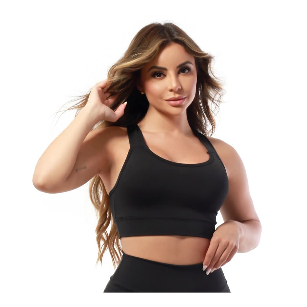 Top Academia Fitness Feminino Nadador Roupas Para Academia Revenda Suplex Liso B13