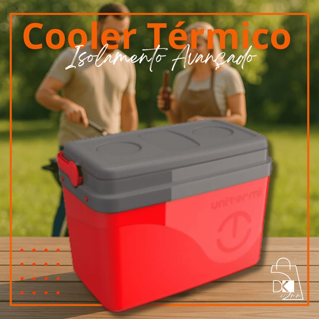 Cooler com alças Caixa Térmica EPS para Bebidas 7,5L, 15L e 30L Cooler Resistente Vermelho