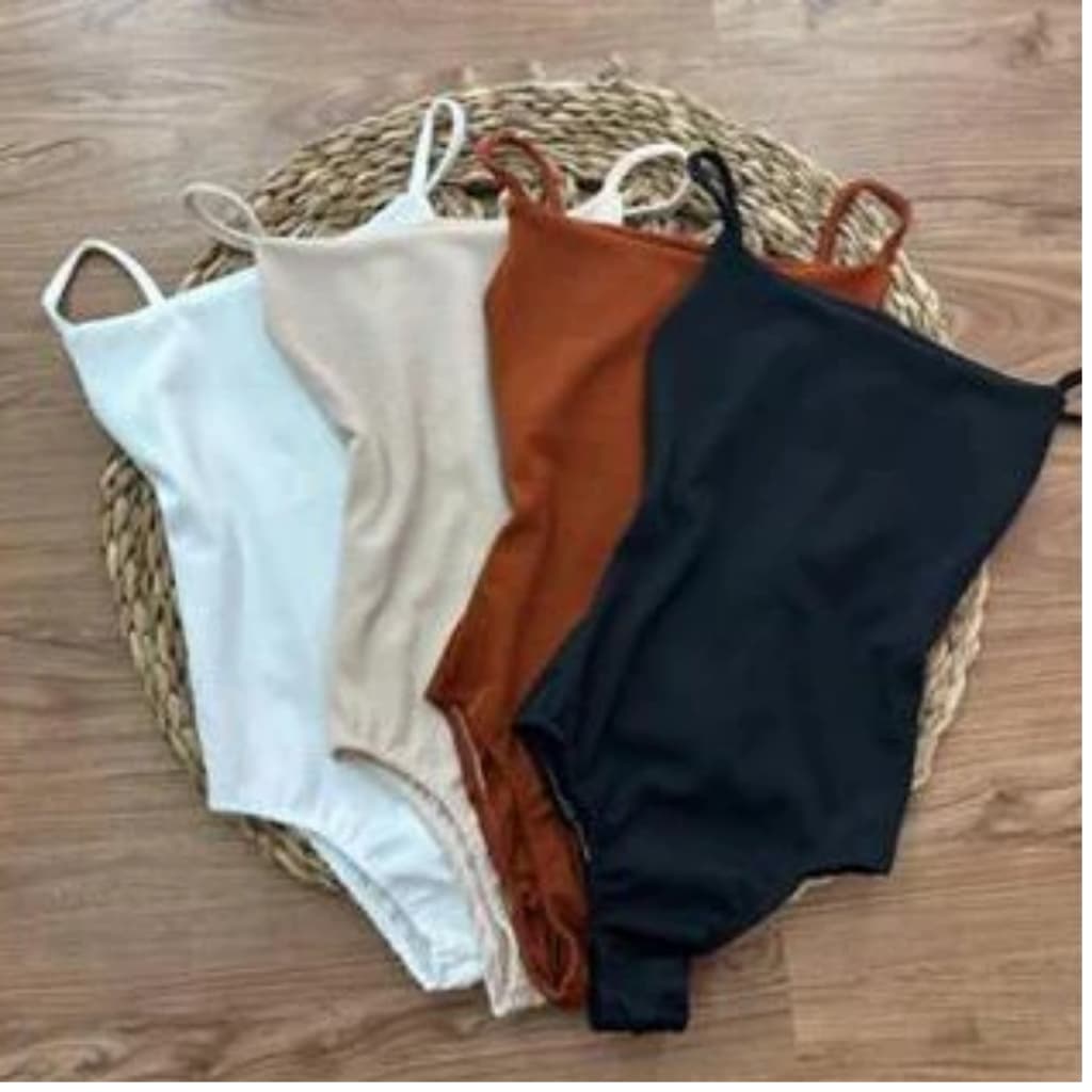 Body Feminino Alcinha de Algodão com Forro Duplo Anarruga Bory Alça Fina Bori Reto