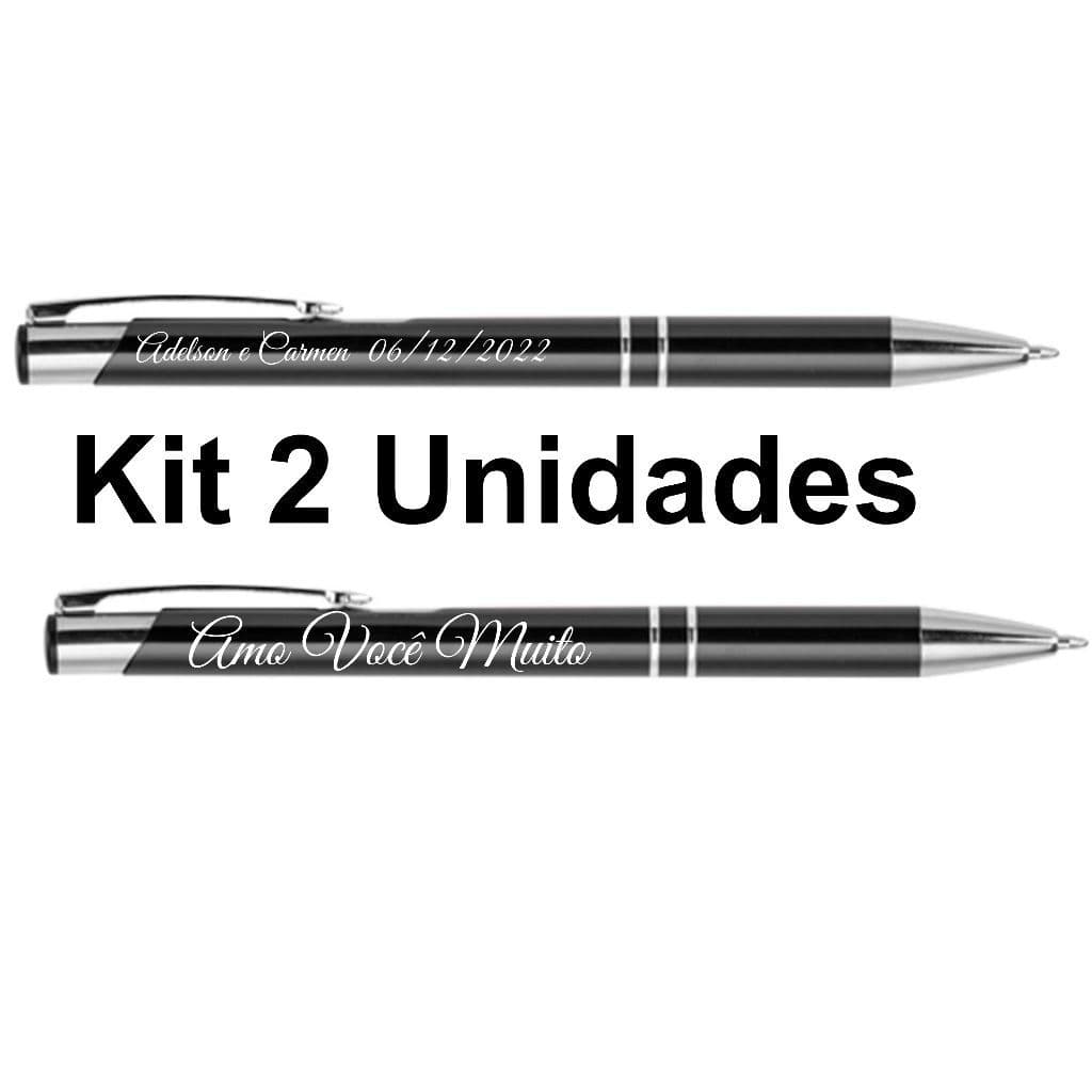 Kit 2 Canetas Metal Personalizadas A Laser Nome Marca Celular Sua Assinatura