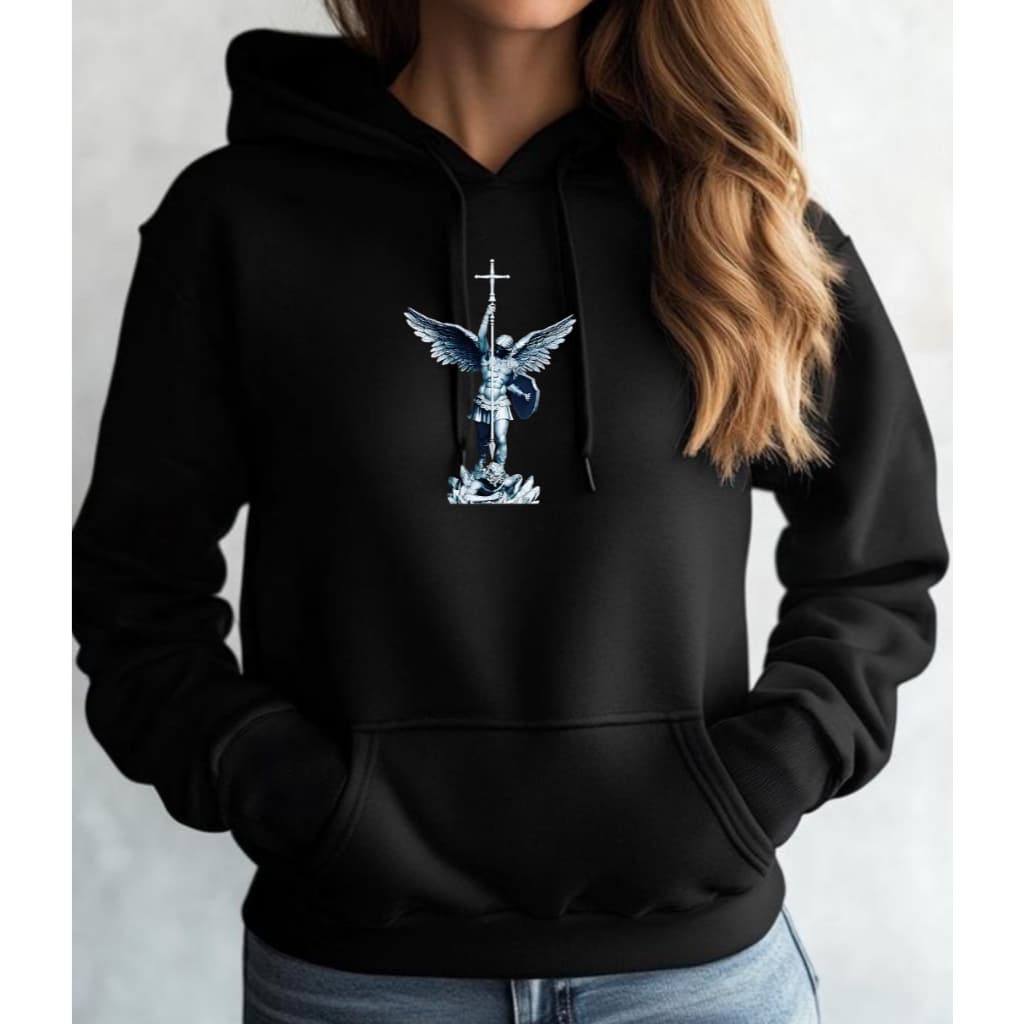 Moletom Canguru  Agasalho Casaco Blusa de Friio São Miguel Arcanjo Fashion Religioso Moda com Fe Gospel