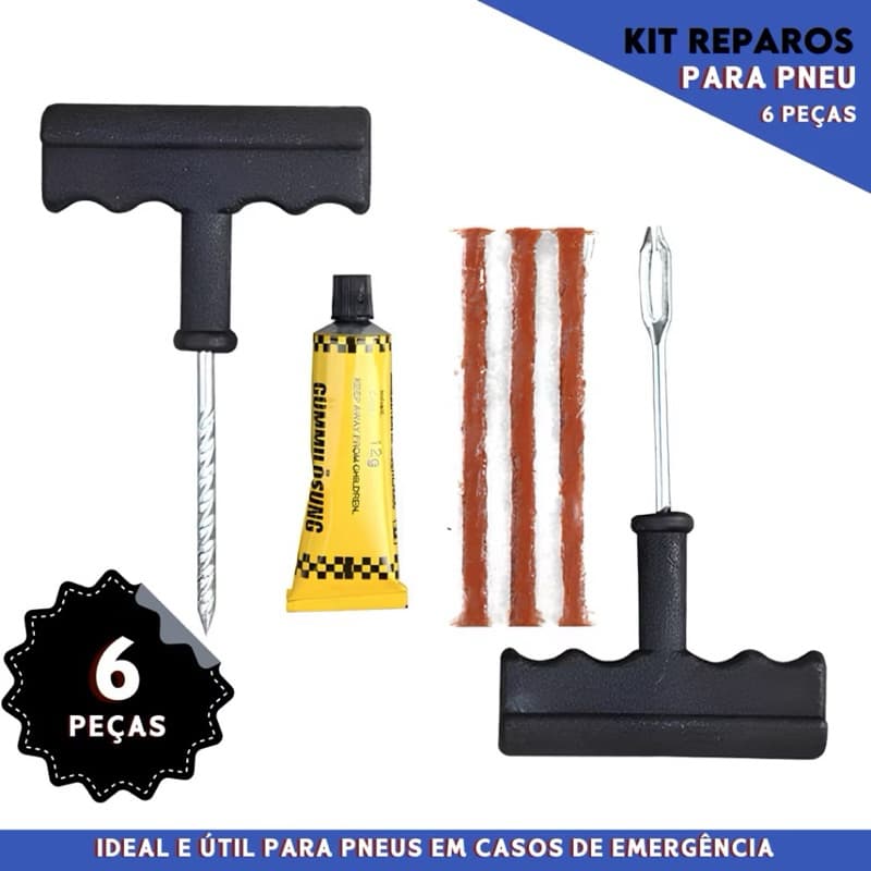 Kit Reparo De Pneu Sem Câmara Kit de Emergência Para Pneus De Carro E Moto Prático e Fácil