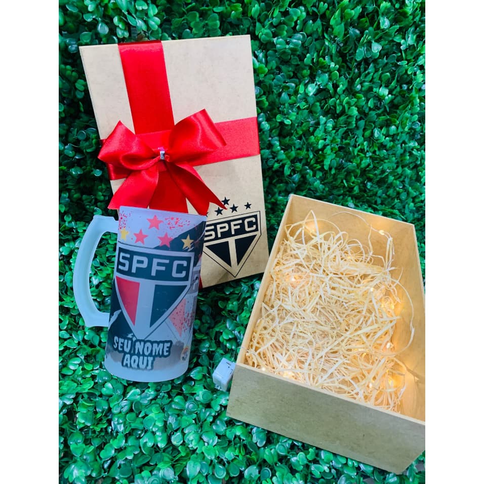 Caixa Em MDF Personalizada De Time São Paulo - Com ou Sem Caneca De Chopp