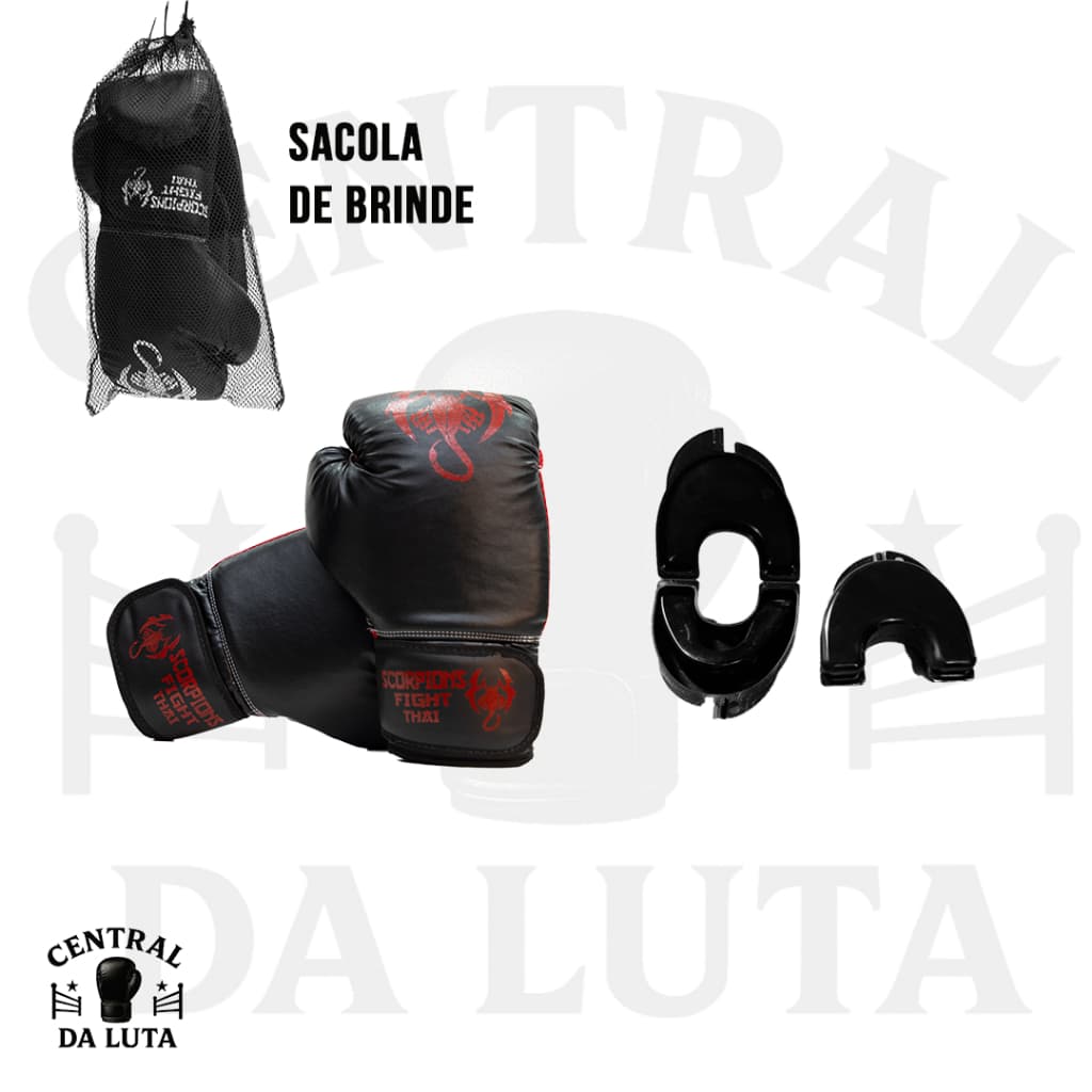 Kit Treino Boxe / Muay Thai – Luva + Protetor Bucal + Sacola de Brinde