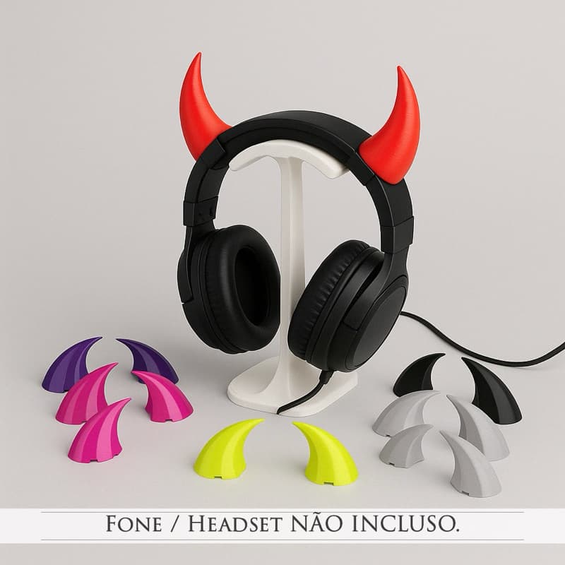 Chifre Devil para Headset | Acessorio para Fone de Ouvido | Chifrinhos