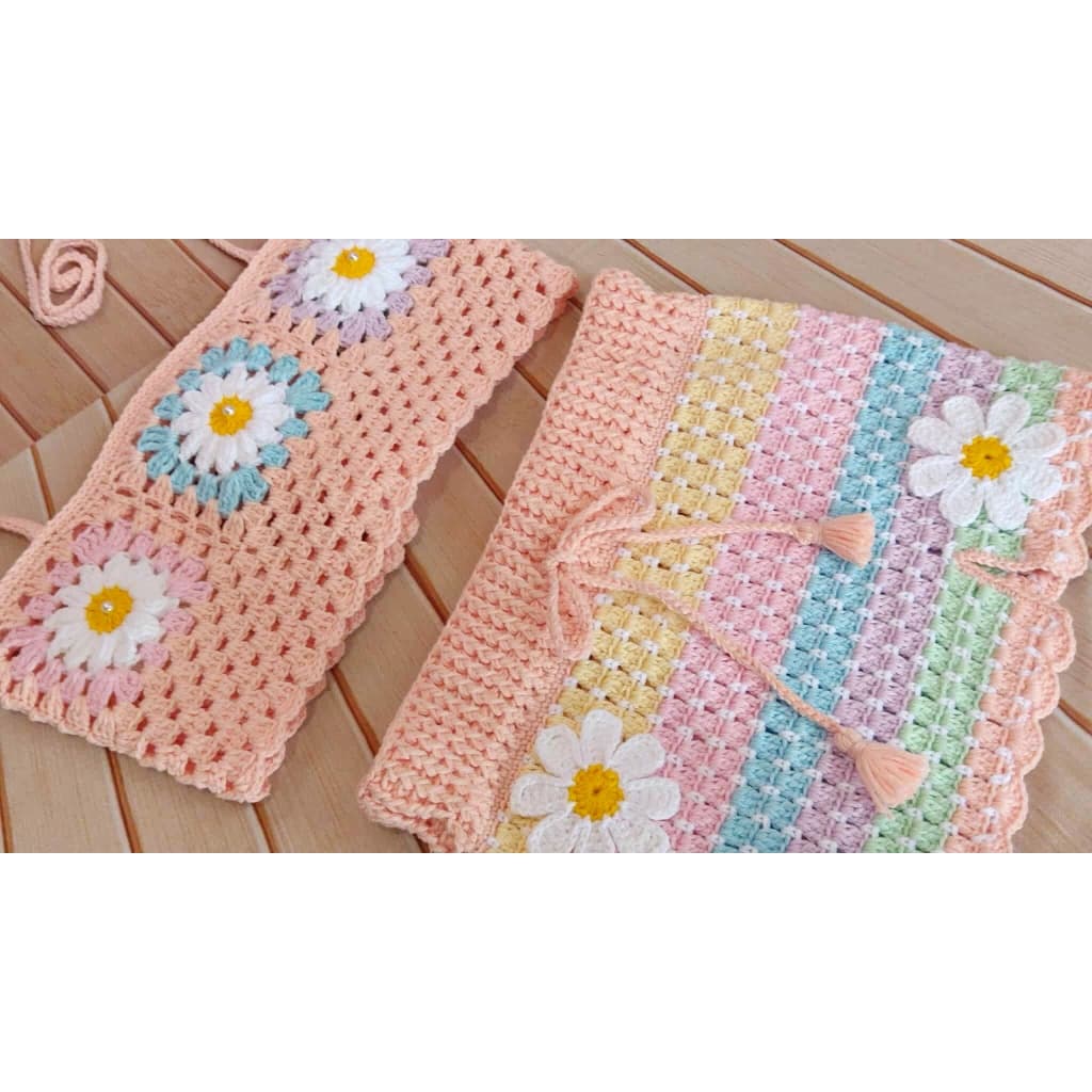 Conjunto de crochê infantil blogueirinha saia e top moda praia/Kit Blogueirinha-kit primavera