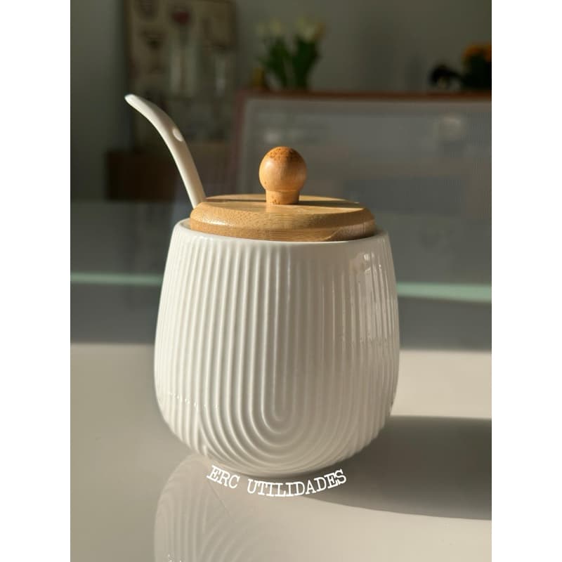 Açucareiro Oasis Cerâmica C/ Colher 360ml Hauskfraft