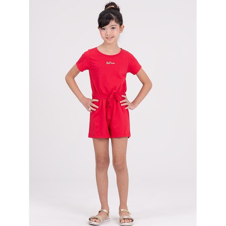 Macaquinho Infantil Amarração Laço Vermelho