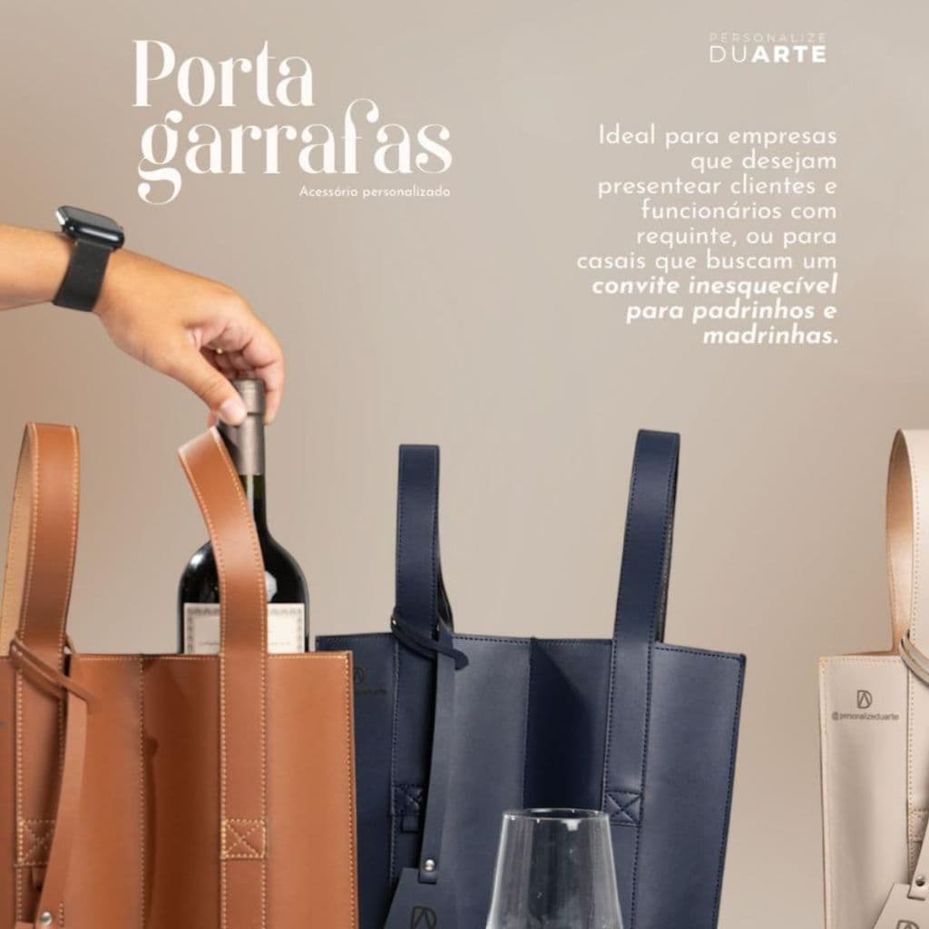 Kit Porta Garrafas Personalizado Bolsa De Vinho 1 garrafa Couro Sintético 20un