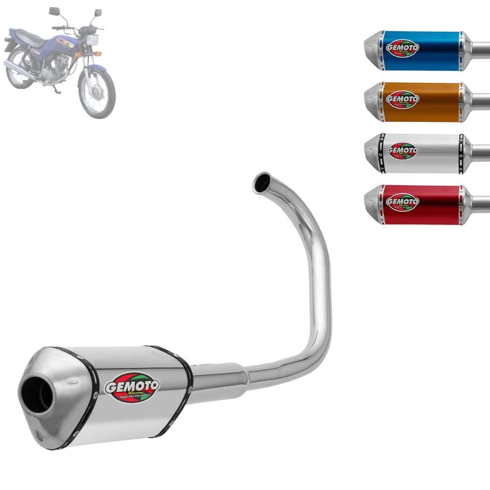 Escapamento Escape Gemoto Racing 3 Trioval Moto Honda Cg Titan 125 1976 Até 1999 Cromado