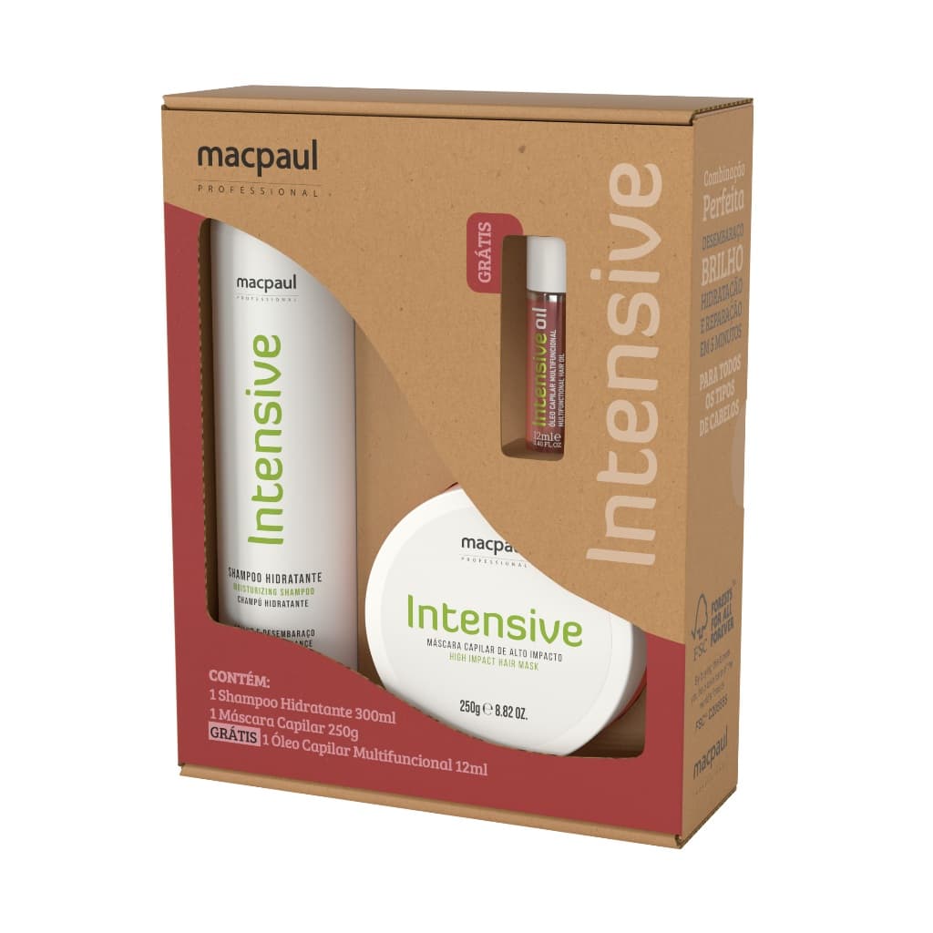 Kit Shampoo, Máscara e Óleo Multifuncional de Alto Impacto Hidratação -  Macpaul professional