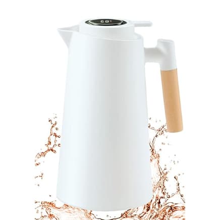 GARRAFA TERMICA NORDICA COM CABO DE MADEIRA DIGITAL 1LT BRANCA  GAMMA PRESENTE DIA DAS MÃES