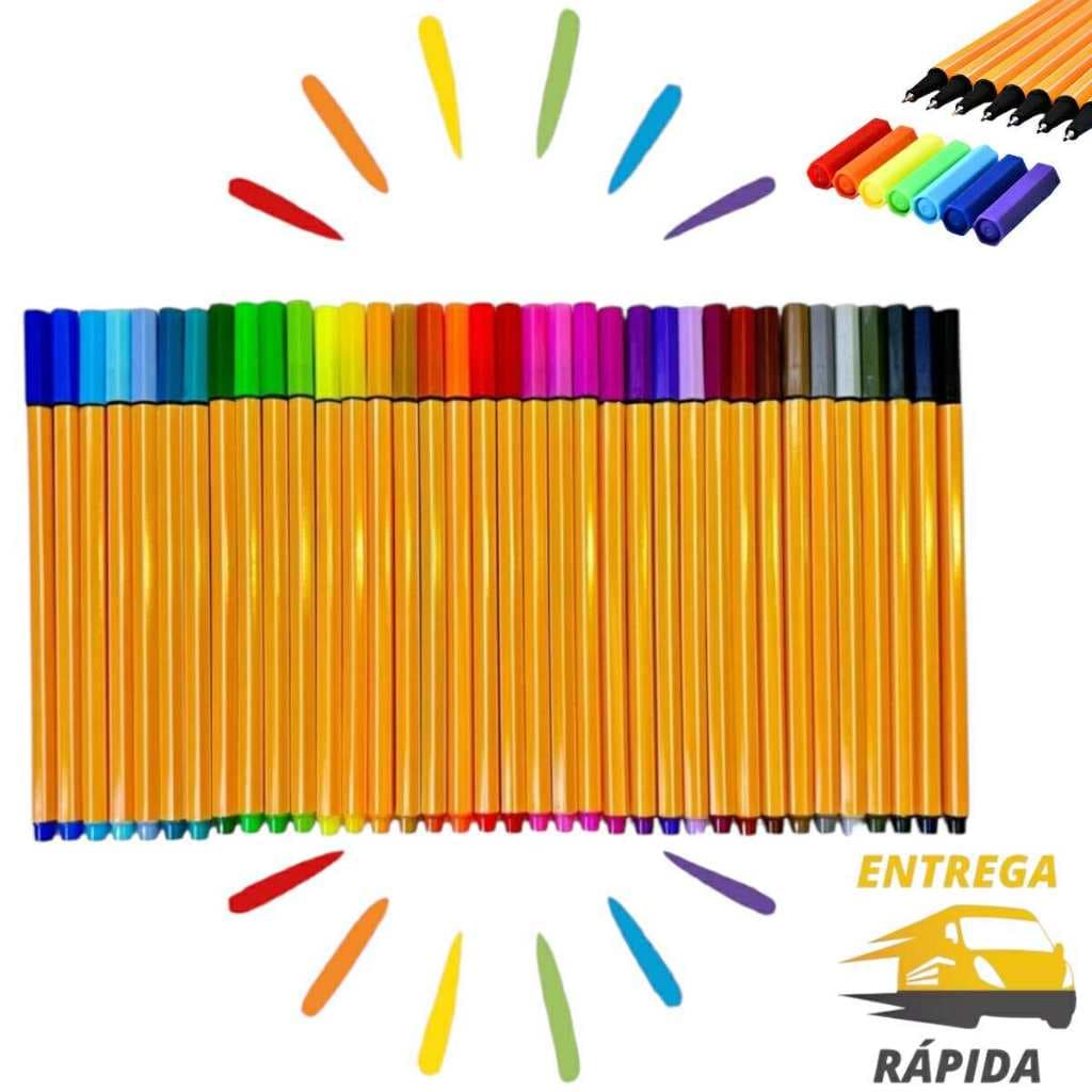 Kit 12/24/36 Canetas Coloridas Fine Line Ponta Fina 0.4mm 1ª Linha