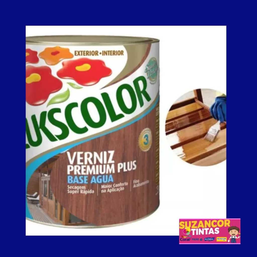 Verniz Premium Plus Base Água Luckscolor 900ml Várias Cores