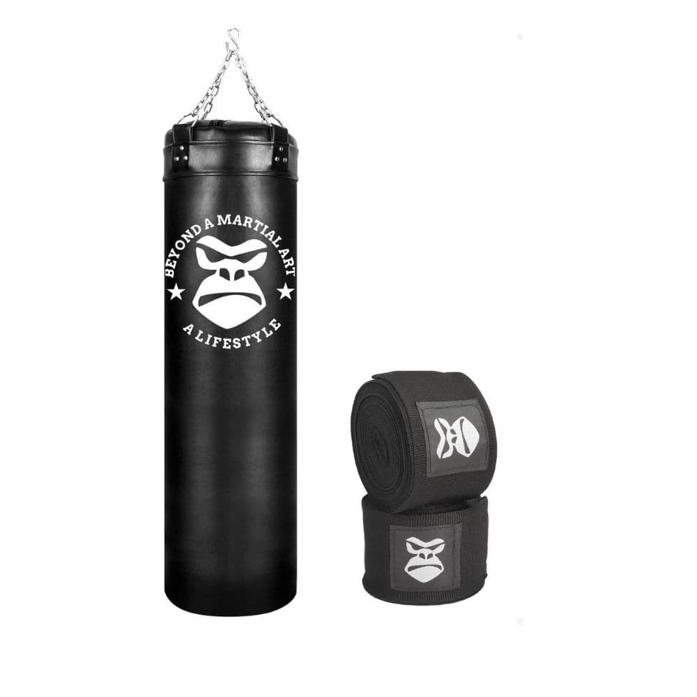Saco De Pancada Profissional Treino Boxe 120 Cm + Bandagem Elástica 3 Metros Muay Thai Gorilla