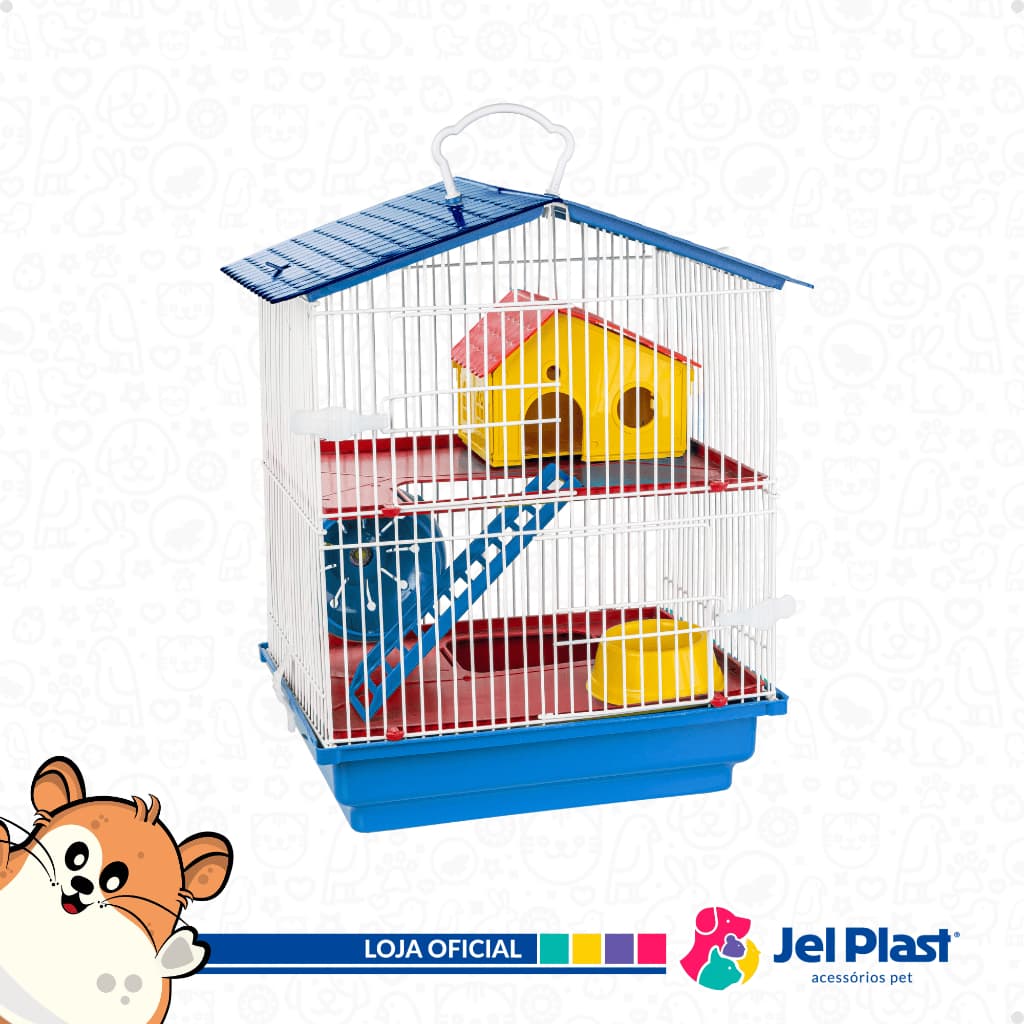 Gaiola Hamster Mercol, Gerbil, Rato Twister Roedores – 2 Andares com Teto Plástico – Jel Plast