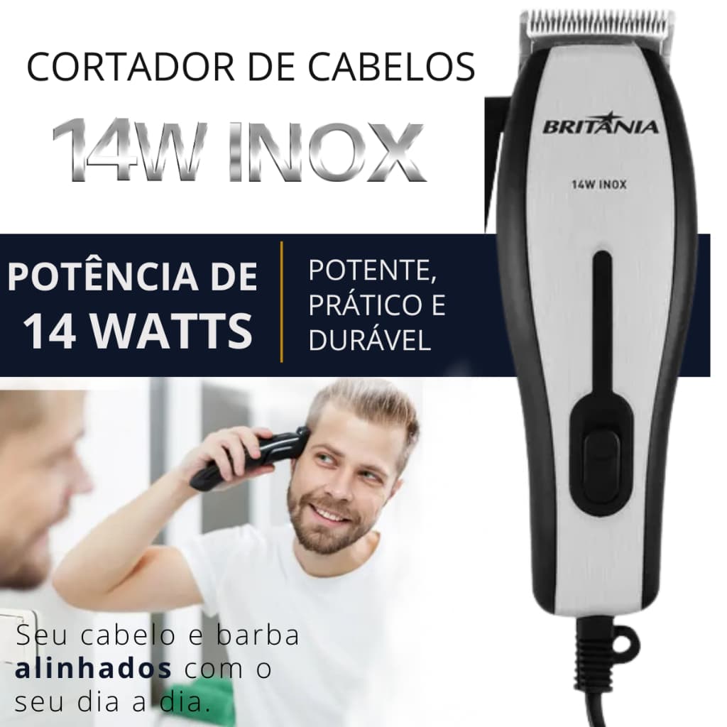 Cortador De Cabelo 14w Inox Britania