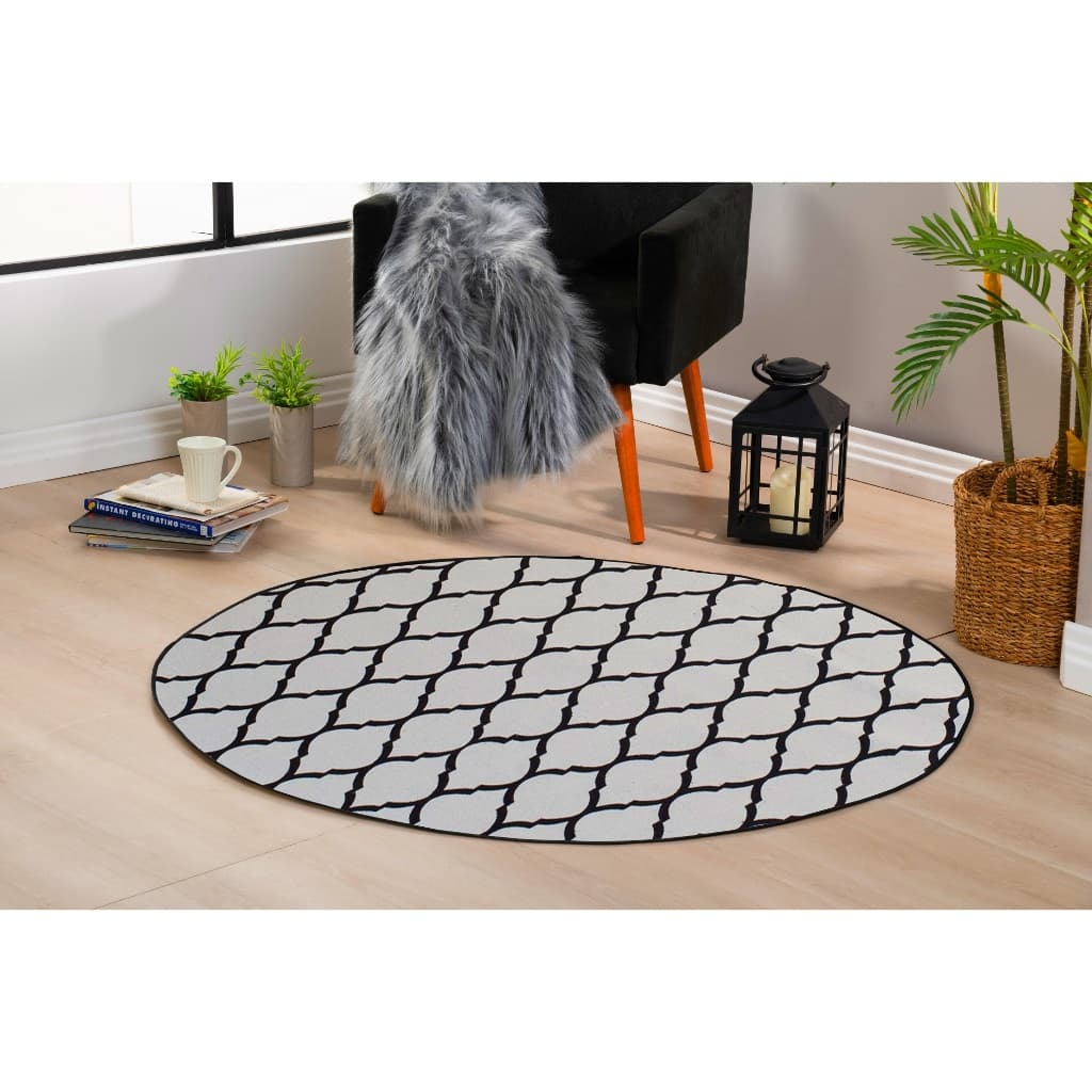 Tapete De Sala Redondo 1,40m X 1,40m Moderno Antiderrapante