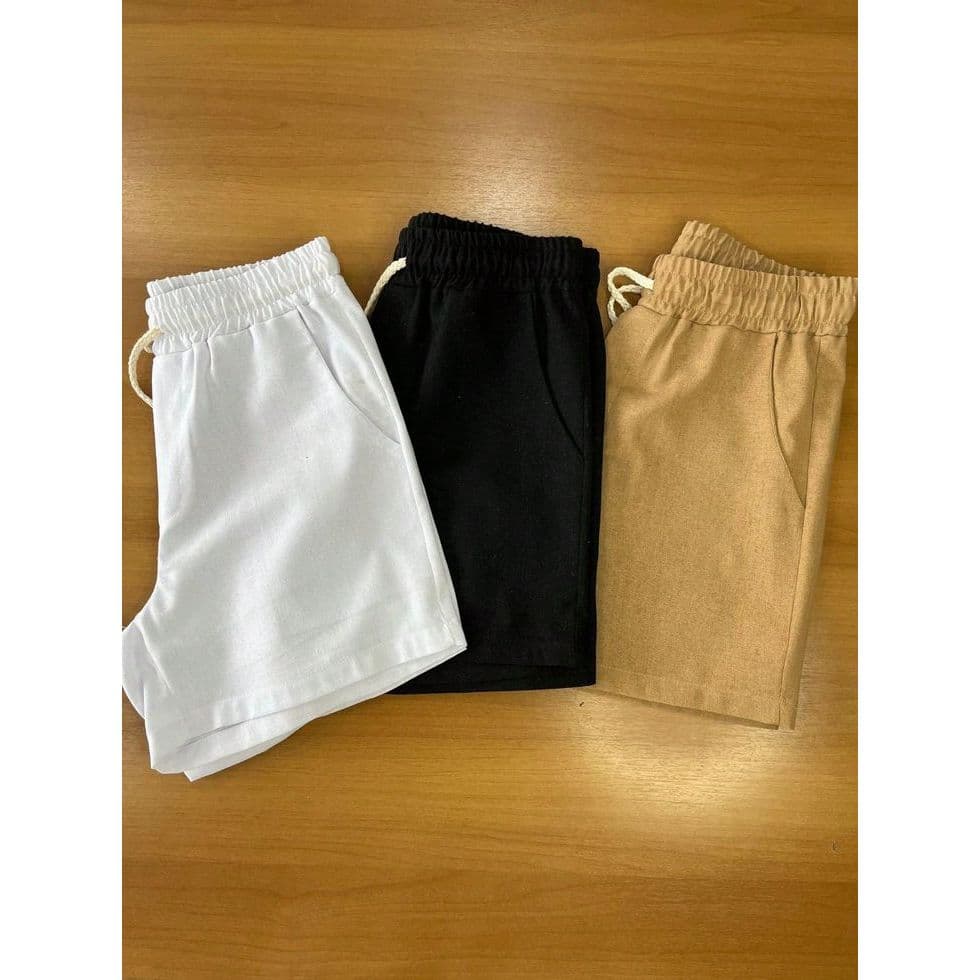 Kit 3 Short Masculino Linho Bermuda de Praia Confortavel 3 Cores