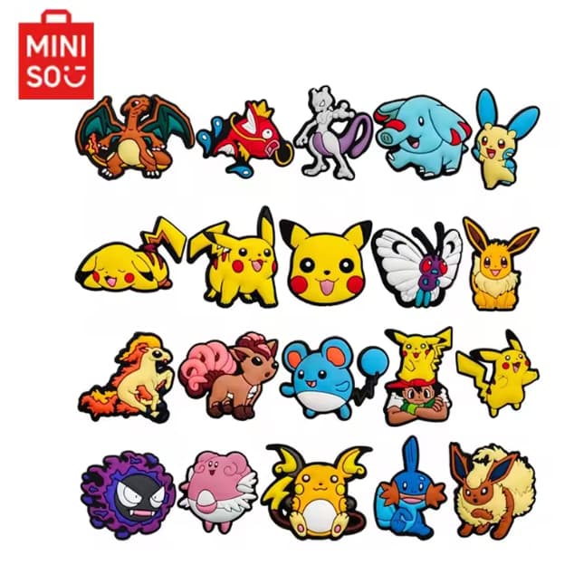 KIT ACESSORIOS PARA SANDALIA EMBORRACHADAS COM 20 PEÇAS POKEMON X MINI O (20 UNIDADES)