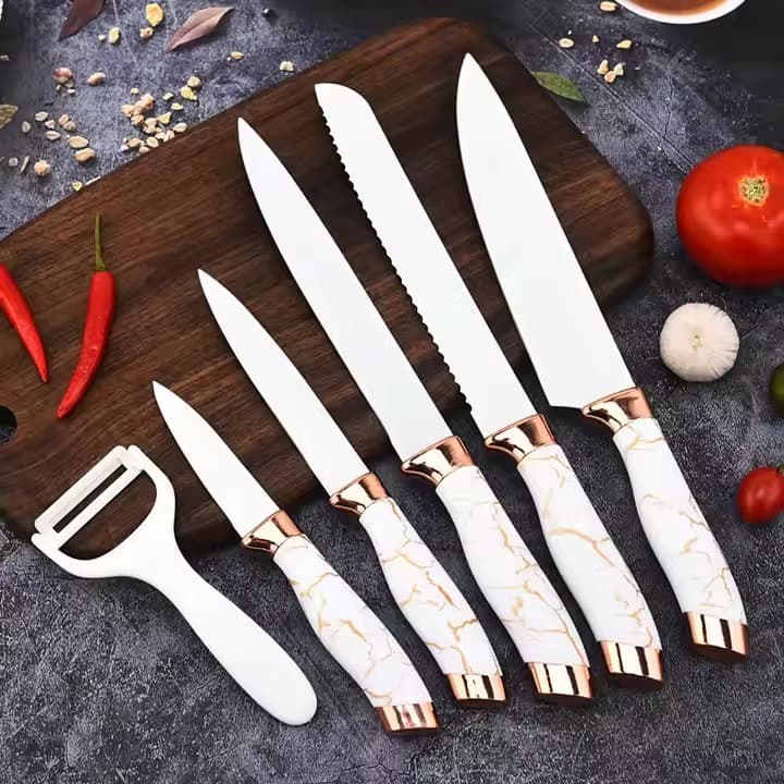 Kits de Facas de Cozinha com Descascador de Legumes em Aço inoxidável 6 Pçs - BINGO