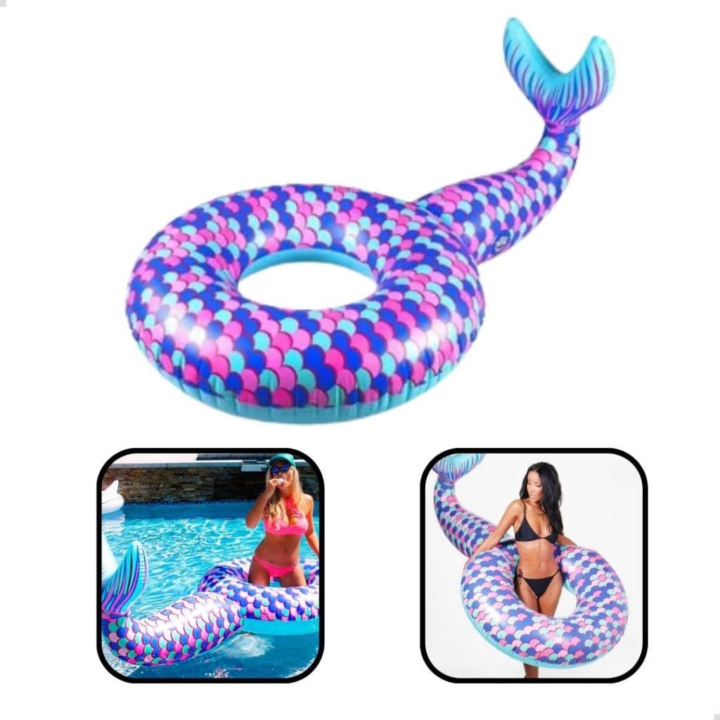 Boia Circular Com Calda Rabo Sereia Redonda Inflável Gigante Piscina Praia 175cm Grande