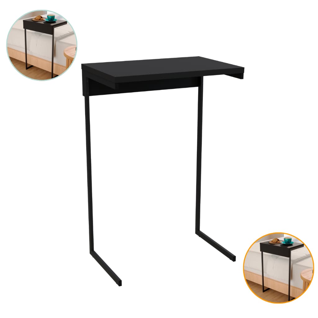 Mesa De Apoio Lateral Encaixe Braço Sofá Cama Até 20kg Madeira Aço Vintage