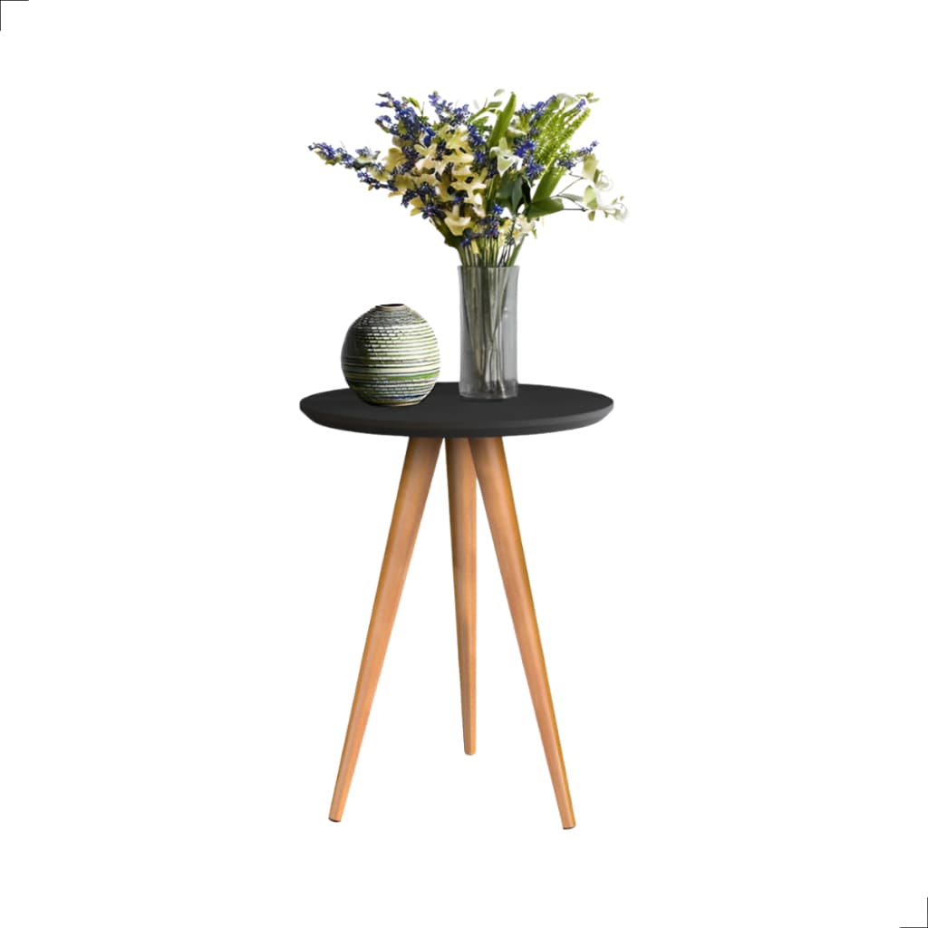 Mesas De Apoio 62cm Redonda Retrô Vintage Canto Com Pés Palito Quarto Decoração Sala