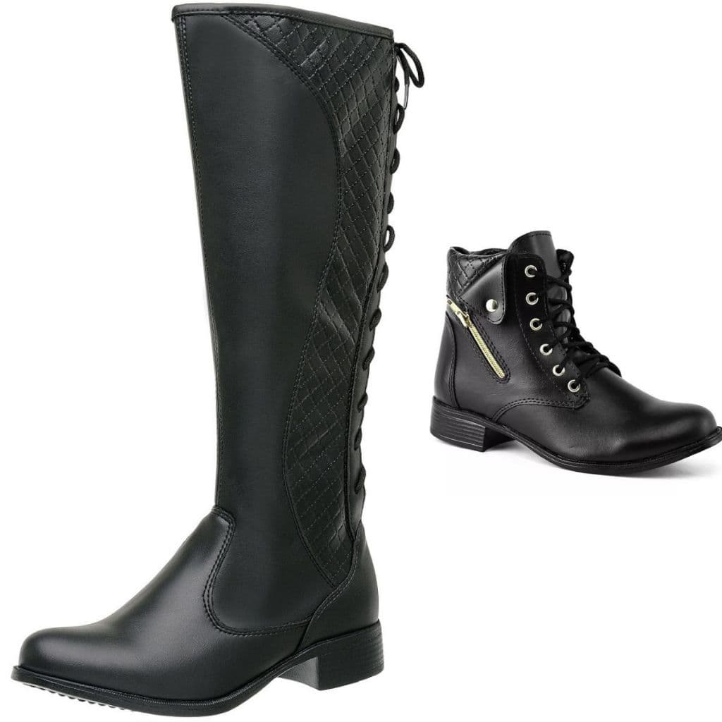 Kit 2 Pares Bota R.A -1 Montaria Cano Alto Longo com Zíper e Cadarço + 1 Bota Coturno Cano Baixo de Amarrar