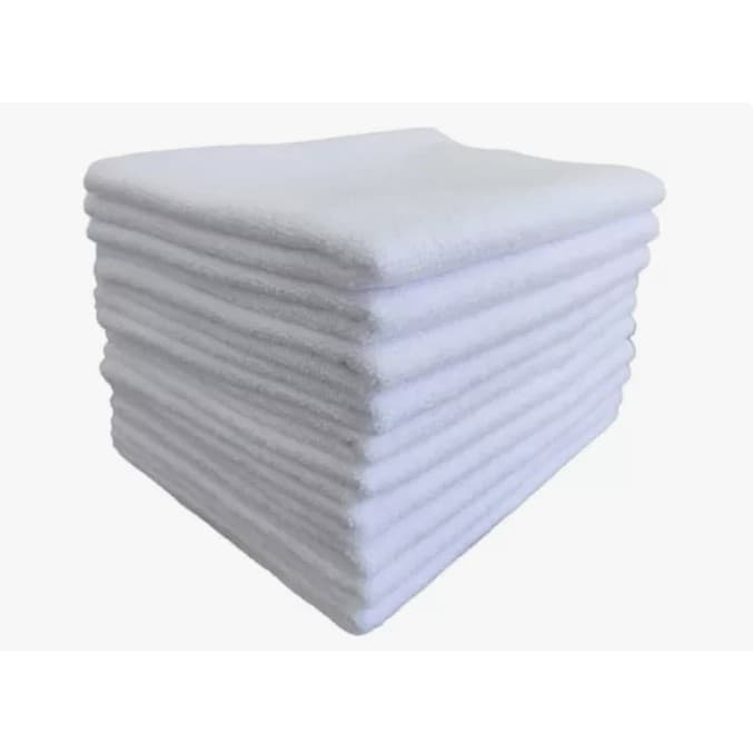 Kit com 12 panos chão microfibra Branco 50x90cm 260GSM extra grosso