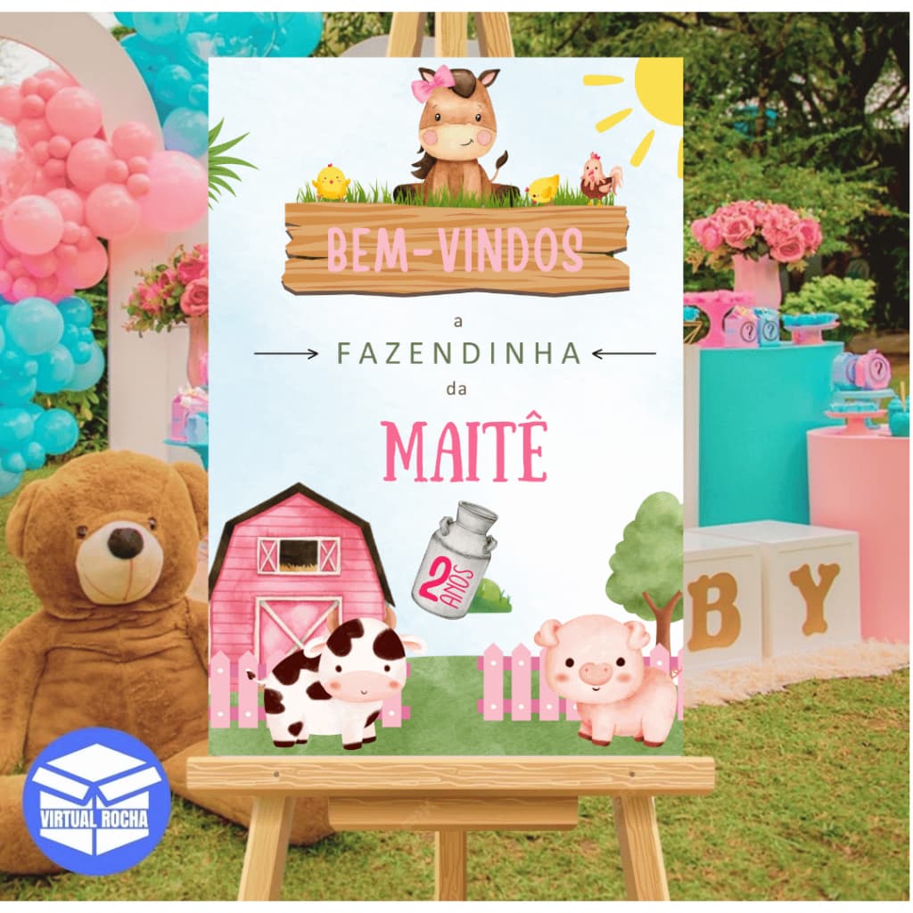 Quadro Decorativo de Aniversario Infantil Fazendinha MDF