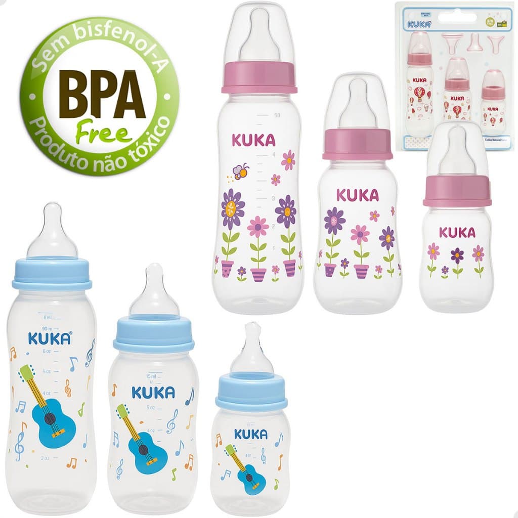 Kit Mamadeiras Estampadas Estojo Mamadeiras com Bico Universal C/ Chuquinha Bpa Free Original