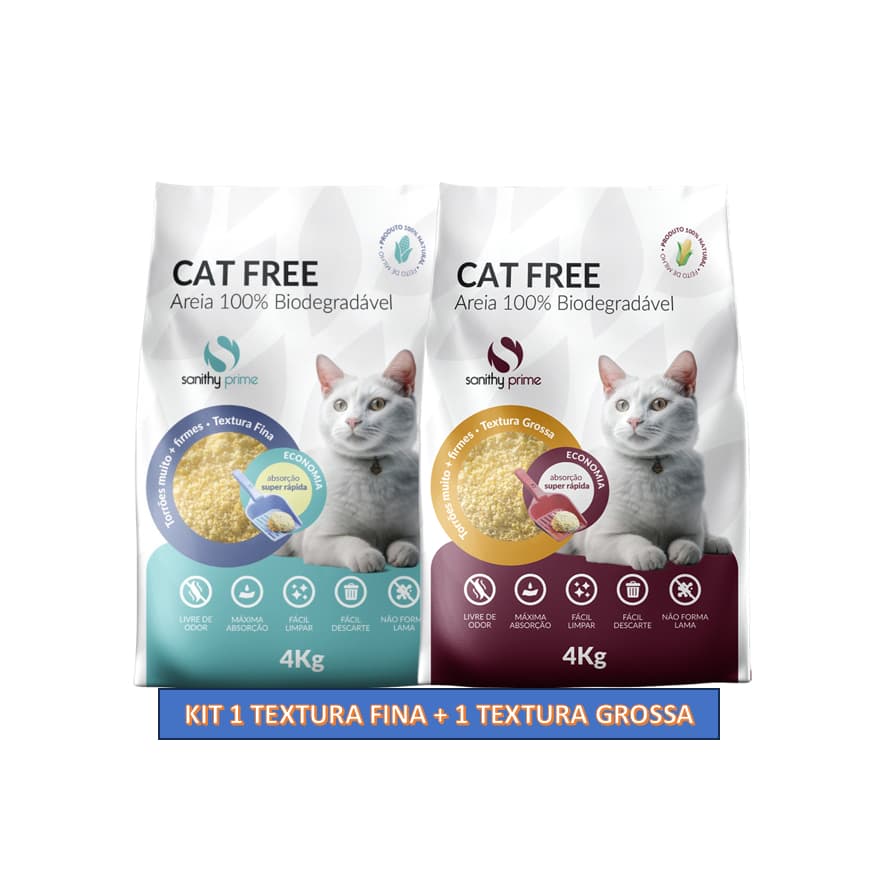 KIT COM 2 CAT FREE AREIA 100% BIODEGRADAVEL - 1 FINA 1 MEDIA