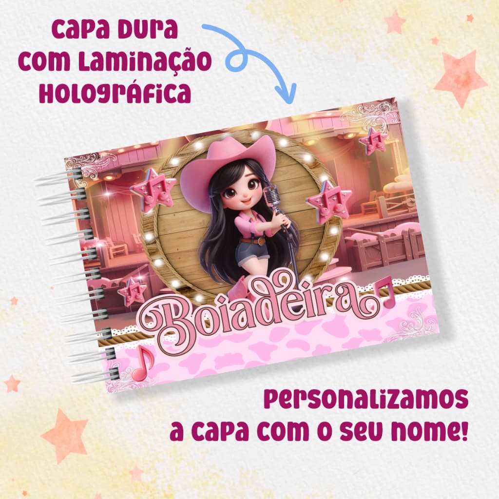 Livro de Colorir BOIADEIRA Coloring Book 50 folhas 180g Tamanho A5 Capa Dura Personalizada