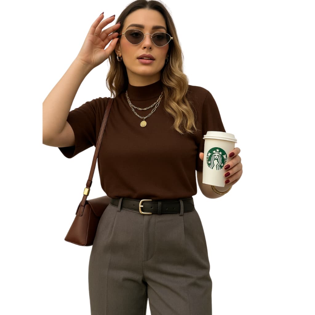 Kit 3 Blusas Feminina Tshirt Com Gola Ribana 100% Algodão Estilosa