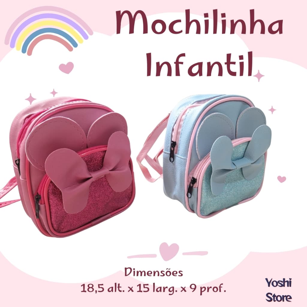 Mini Mochila Mochilinha Infantil Glitter Alça Regulável