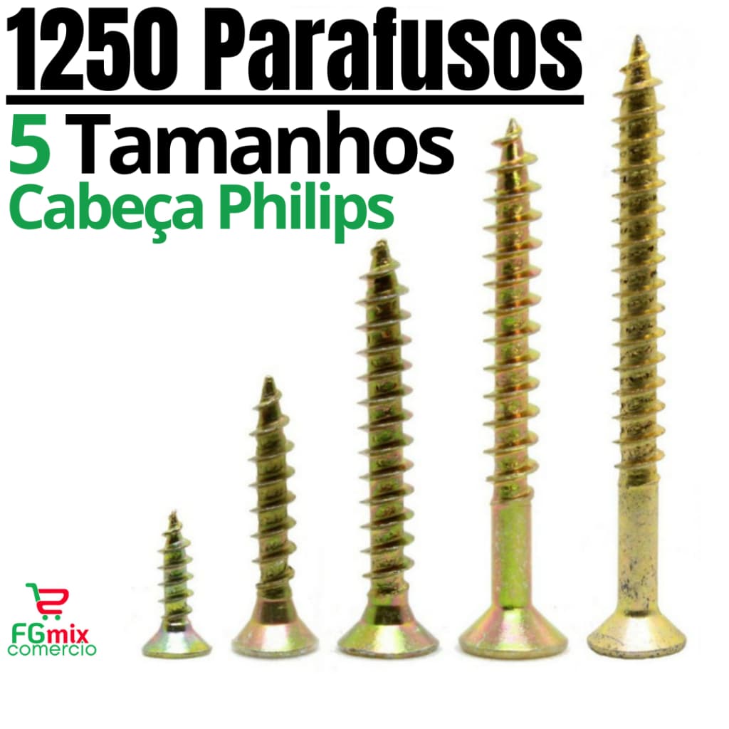 Parafuso Madeira Philips 1250 Kit Parafusos Philips para Móveis Móveis Palet