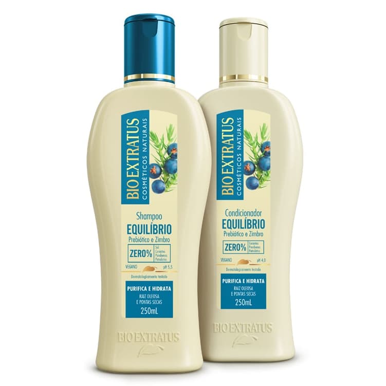 Kit Shampoo e Condicionador Equilíbrio Bio Extratus - 250mL Purifica e Hidrata/Cabelos Mistos/Raiz Oleosa,Pontas Secas